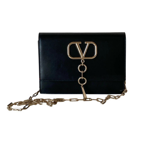 Valentino Garavani VLogo Chain Shoulder Bag Black Leather Dust Bag Included