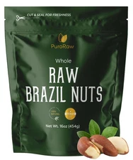 PuroRaw Raw Brazil Nuts 1lb - Unsalted Non-GMO Vegan Snack