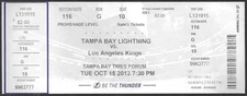 Tampa Bay Lightning vs Los Angeles Kings October 15 2013 ticket stub