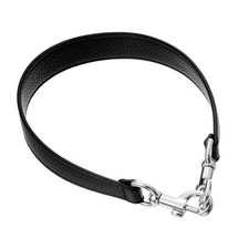 19.29 Inch PU Leather Short Bag Strap with Clasp Black Silver Buckle