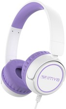 Kids Wired Stereo Foldable Tangle-Free 3.5mm On-Ear Headphones White Purple
