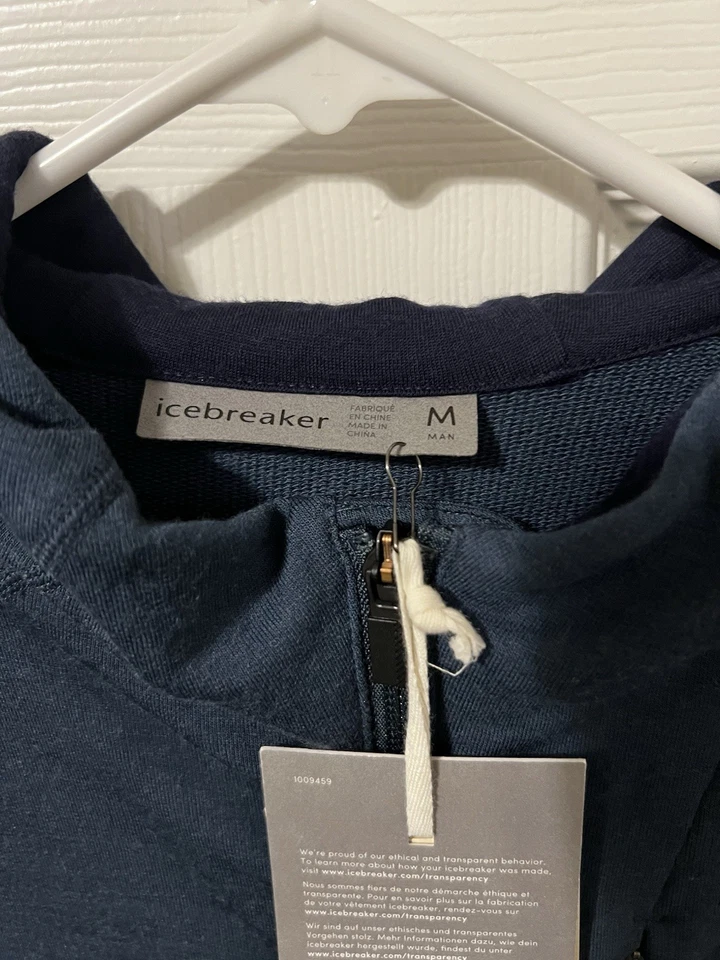 Icebreaker Hombre Quantum II Ls Cremallera Capucha Talla Mediana Nuevo con Etiquetas Lana Merino Foto 4 de 4