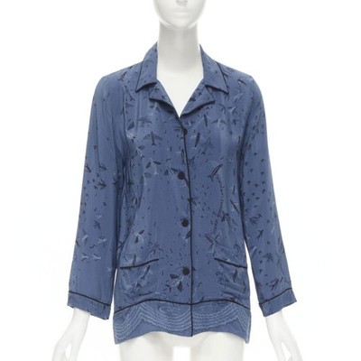 VALENTINO 100% silk 2017 Garden of Early Delights Corpora silk blue shirt S
