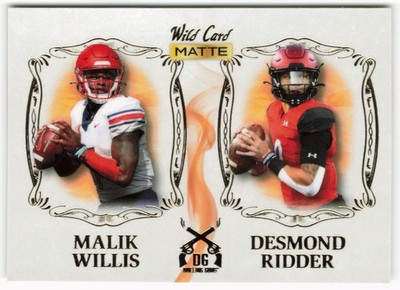 2022 Malik Willis - Desmond Ridder Wild Card Matte White Dueling Guns Rookie