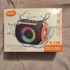 Music A-718 Wireless Speaker, USB, TF Card, TWS, Black Orange