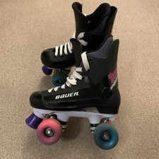 Bauer Turbo Black Roller Skates UK Size 3 US 4 Vintage Old School