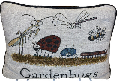 Garden Bug Tapestry Pillow Praying Matis Caterpillar Ladybug Bee Dragonfly 12 x8