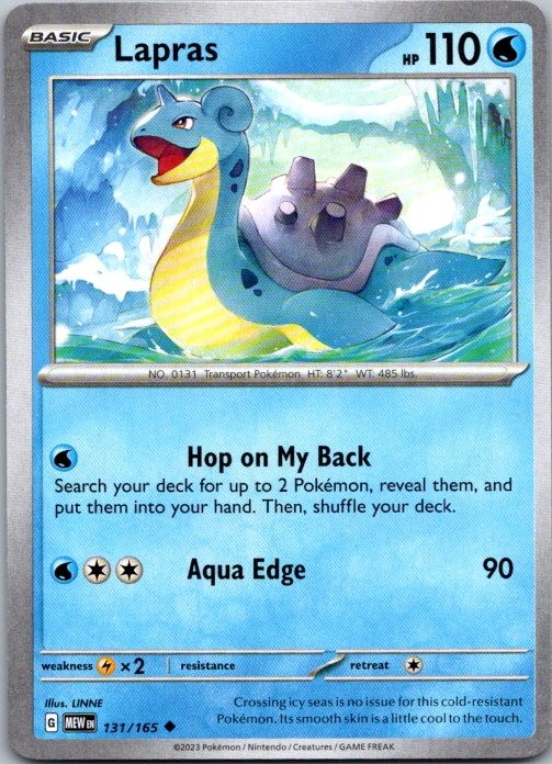 Lapras 131/165 Uncommon 151 Pokemon Near Mint