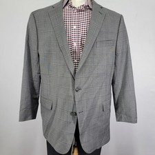 Stafford Men's Sport Coat Blazer Two Button Gray Plaid Wool Blend Classic 50R