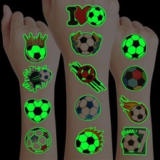 96 PCS Soccer Ball Glow In The Dark PreCut Temporary Tattoos Sticker Football...