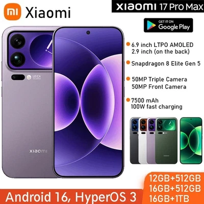 VAT Free! Xiaomi 17 Pro Max 5G Mobile, OTA China Rom for Global UK, English Only