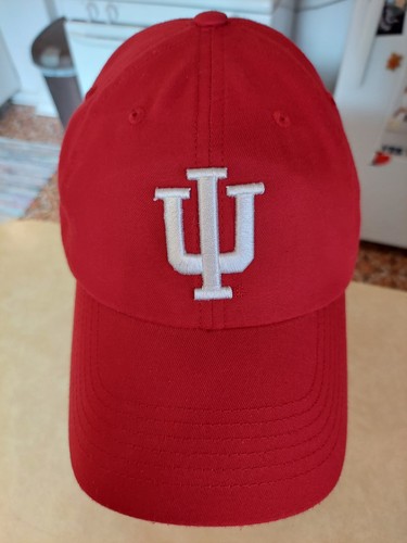 IU Indiana University Dad Hat Top of the World Red Baseball Cap Logo Strapback - Picture 2 of 8