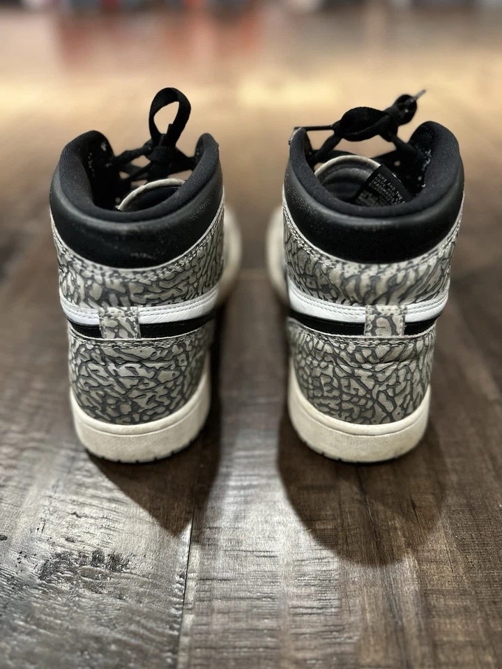 Size 9.5 - Air Jordan 1 Retro OG High White Cement Basketball - Image 4 of 4