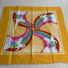 Vtg Rainbows Unicorns Bandana Logo Made USA Handkerchief Neck Scarf Cover Pride