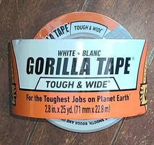 Lot of 2 WHITE Gorilla Tape Rolls Tough  Wide  Each Roll: 2.8 in. x 25yd 