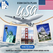 USA eSIM 10GB to 20GB |  4G/5G Data Plan | Same-Day Delivery | Easy Setup