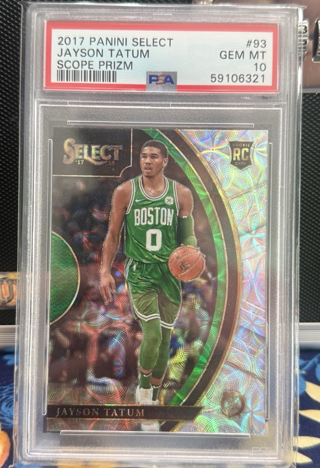 2017-18 Panini Select Jayson Tatum #93  RC Scope Prizm NBA Rookie PSA 10