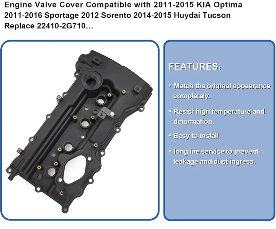 起亚 Optima、起亚 Sportage、起亚索伦托和现代 Tuscon 发动机阀盖 — 第 3/4 张图片