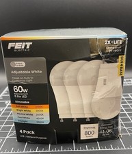 Feit Electric GU24 LED Bulbs 4 Pack Adjustable White 60W Eq 800 Lumens Dimmable