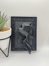 Gothic Raven Wall Art – 3D Black Crow Frame Decor – Dark Academia Home Ornament