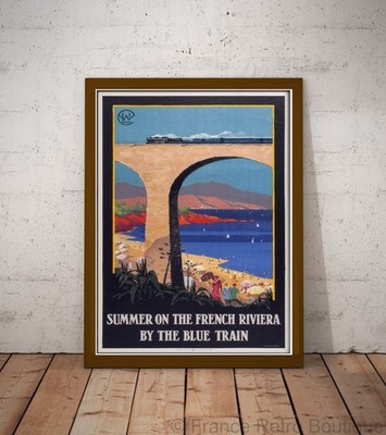 Plakat-Plakat Zug Sommer an der Côte d'Azur mit dem Blauen Zug