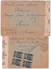 WW2 1945 Warsaw Poland Local Registered Cover to Committee Polish Affairs Geneva