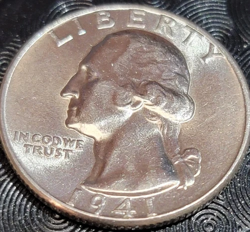 1941-1945 Washington Silver Uncirculated Quarters 90% 5 coin lot, WWII Coins