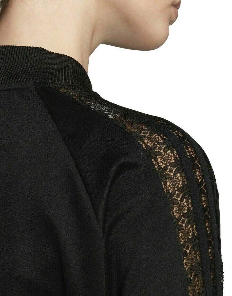 Womens Adidas Track Top Lace Sleeve see through Jacket Full Zip