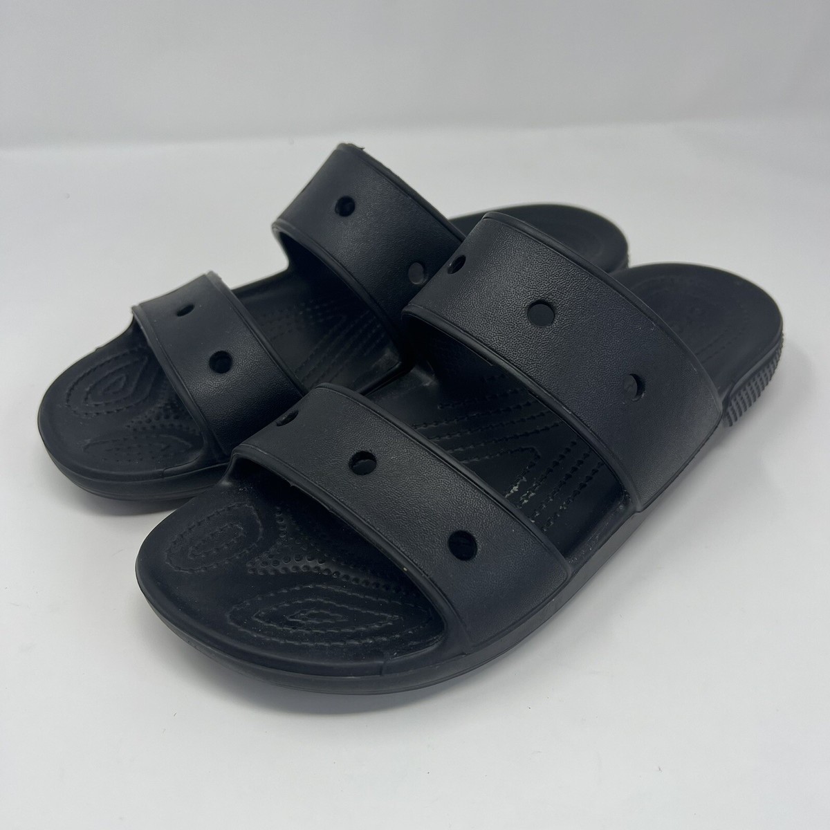 CROCS Classic Black Two Strap Slides Flip Flops Sandals Womens 10 Mens