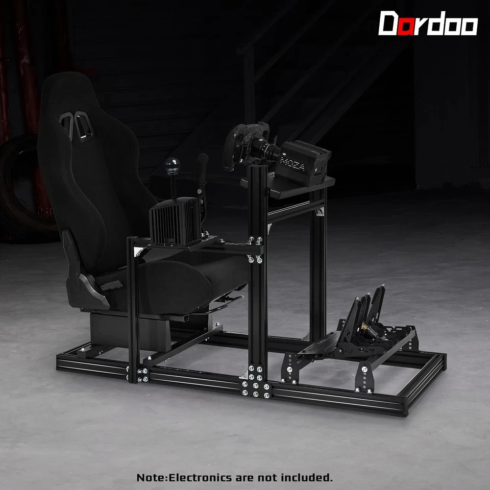 Dardoo Aluminum Racing Sim Cockpit With Black Seat Fit For Logitech G920