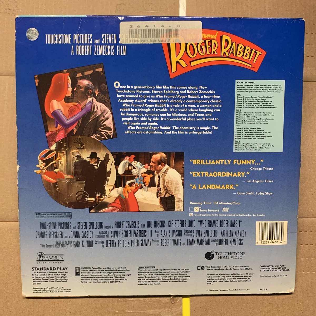 Who Framed Roger Rabbit (Laserdisc) 2-Disc WIDESCREEN CAV