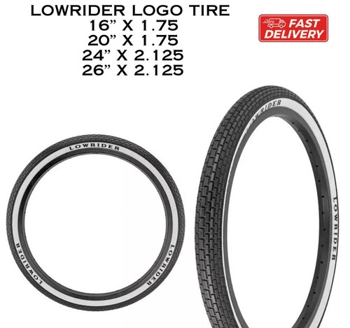 Vintage Lowrider 20" X 1.75" Bike Tire - Classic Mini Brick Tread, Black & White Sidewall