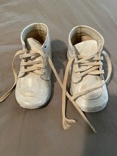 Vintage Baby White Walking Ankle Shoes  Laces Active Stride with Box Size 