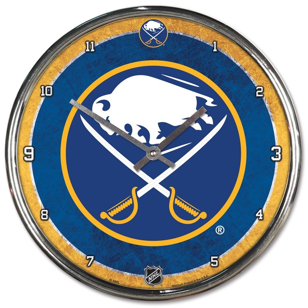 BUFFALO SABRES 12" CHROME ROUND WALL CLOCK NEW WINCRAFT