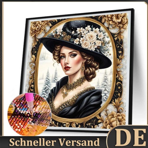 5D-Diamantgemälde zum Selbermachen, runder Bohrer, edle Frau, Heimdekoration, 30