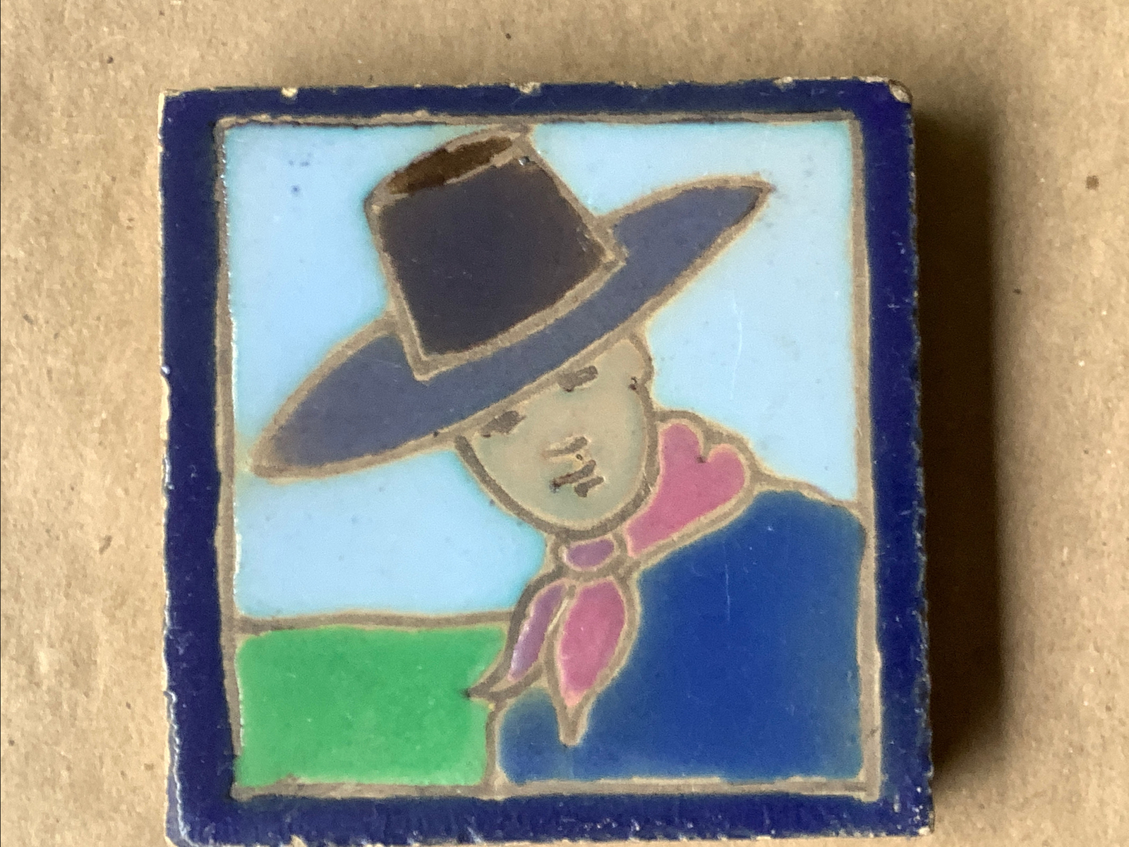 6 Antique Art Deco Mensaque Rodriguez Sevilla MAJOLICA TILES, Figural