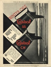 Vintage British CASTRO MOTOR OIL 1934 Advertisement - 2-COLOR ART DECO STYLE