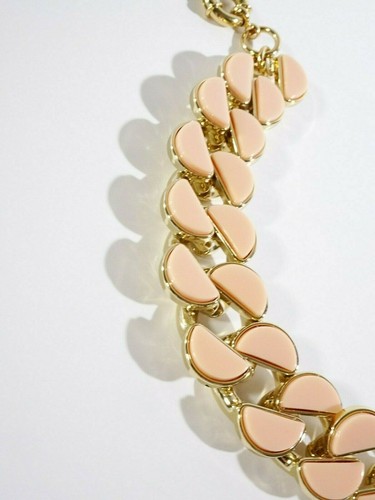 J.Crew Women's Enamel Half-Moon Gold Steel Link Bracelet NW0T 135 - Picture 3 of 7