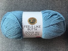Lion Brand Feels Like Butta Dusty Blue BIG Skein Worsted Bonus Bundle Yarn