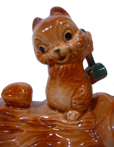 VINTAGE Brush McCoy SQUIRREL & NUT COOKIE JAR (1950s) Ceramic LOG Excellent!!! - Bild 2 von 7