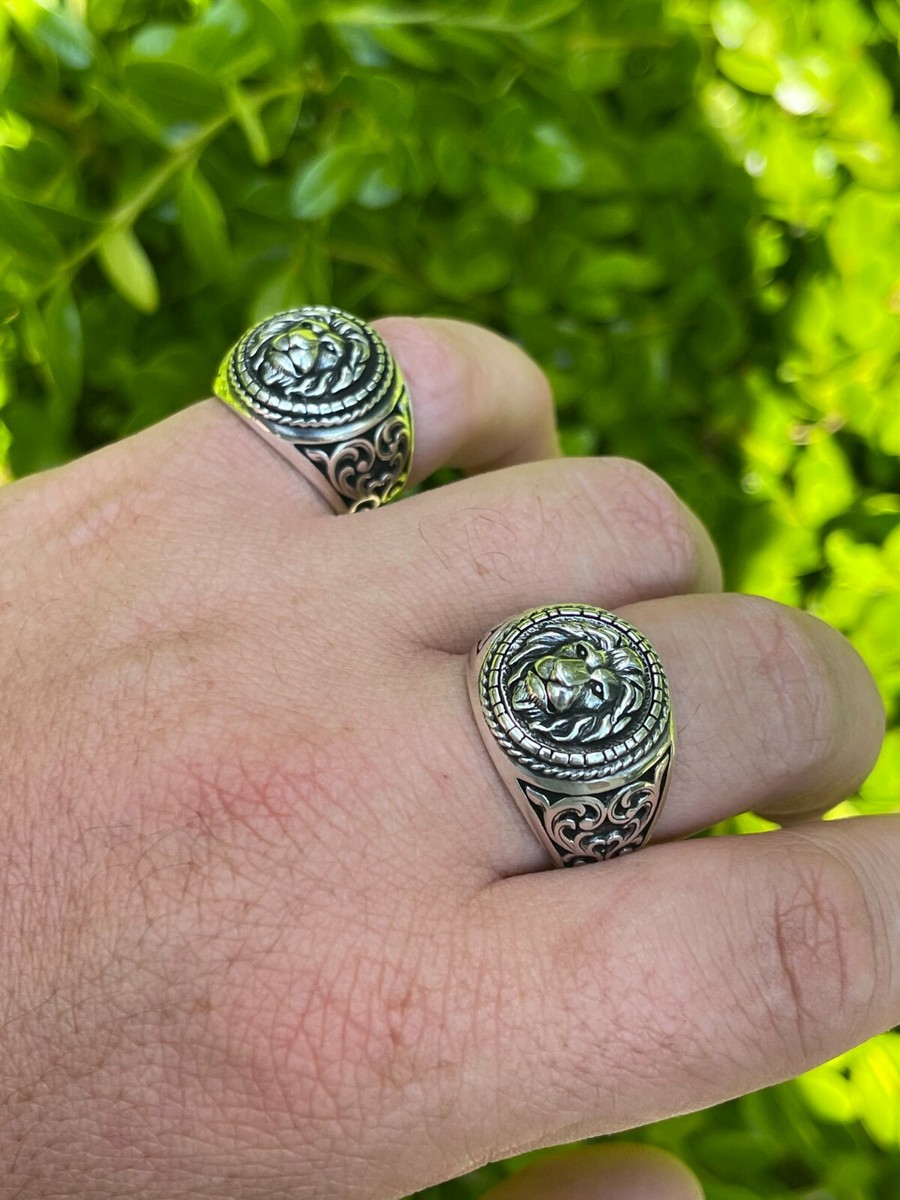 Real 925 Sterling Silver Mens Plain Lion Ring Leo Head Size 7 8 9