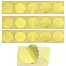 100Pcs Embossing Stickers Blank Metallic Gold Certificate Seals Embossed Foil St