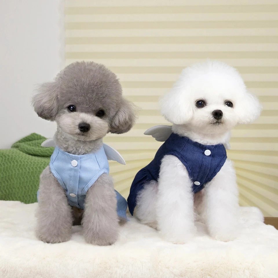 Vestido vaquero para perro mascota primavera verano cómodo falda para cachorro para perro pequeño mediano Foto 3 de 4