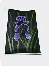 GUEST CARD / LETTER, black, Iris, bonus white gel pen,hand painted, 