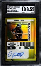 2022 Chronicles Optic Contenders Gold Prizm ONEIL CRUZ RC AUTO #d/10 SGC 8.5 10!