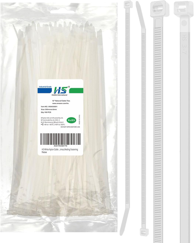 Long Zip Ties 12 Inch Clear 0.19" Nylon Cable Ties Heavy Duty 50 Lbs Strength St