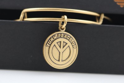 BRAND NEW ALEX AND ANI TURN PEACE UP YELLOW GOLD BANGLE WITH TAGS
