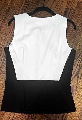 SIZE 8 WHITE HOUSE BLACK MARKET Black and Bone Sleeveless Lined TOP
