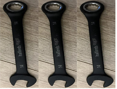 3 x Schwerlast 14mm Ratschenschlüssel Halfords Advanced ''BLACK EDITION'' AUSVERKAUF