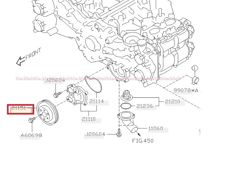 SUBARU BRZ 2016- Bomba de agua de polea genuina OEM JDM Japón 21151AA100 Foto 2 de 2